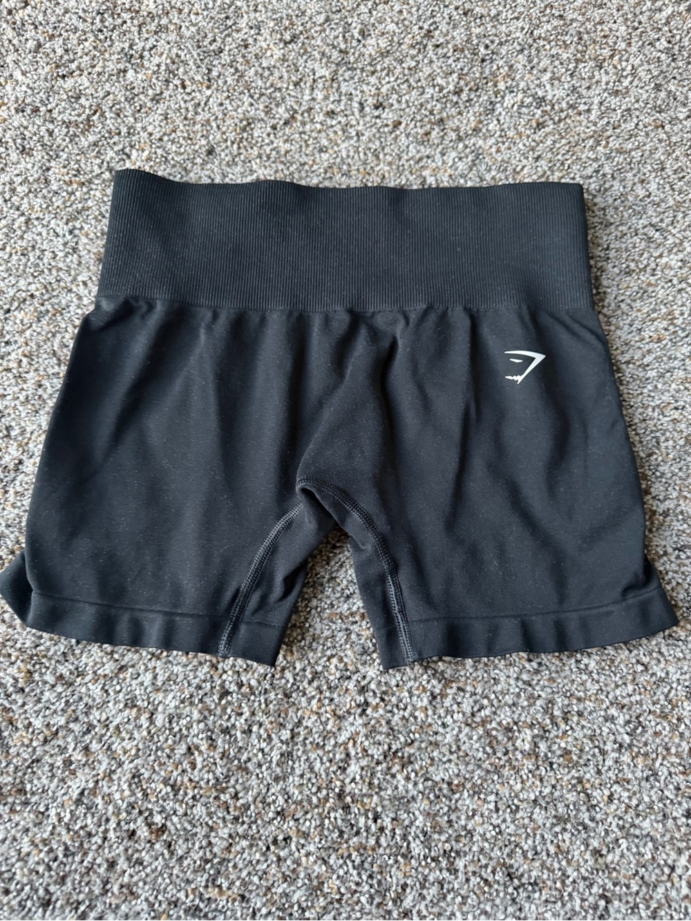 Gymshark Women's S Black High Waist Compression Shorts Wide Ribbed Waist Gym